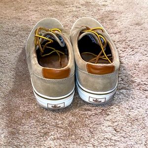 Mens size 12 leather dress shoes with brown and yellow laces